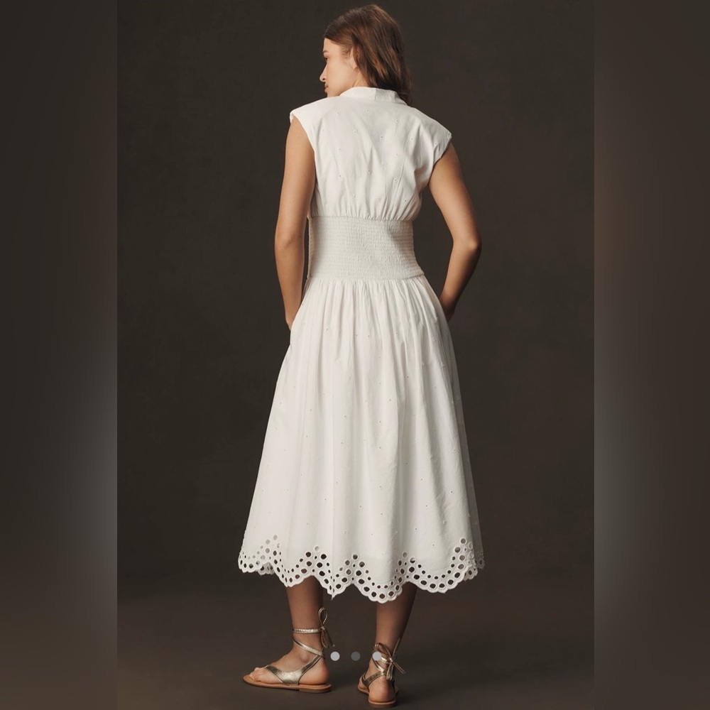 The Tommie Cap Sleeve smocked front zip shirt dress eyelet trim edition - Picture 5 of 13